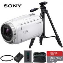 索尼（SONY）HDR-CX680 高清数码摄像机 会议活动家用旅游DV 套餐三 白色 带包