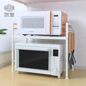 贺里Gulek 厨房置物架可伸缩微波炉烤箱架日式简约厨房用品调料调味柜双层收纳储物架子 伸缩款（米白色）