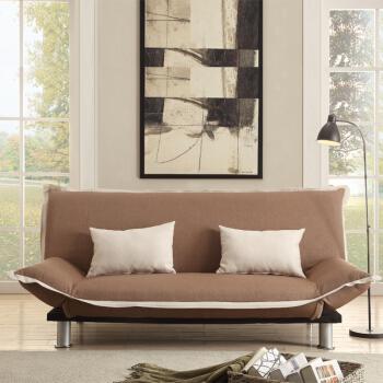 雅客集 布艺沙发北欧 可折叠多功能小户型沙发床 咖色FB-15067BR