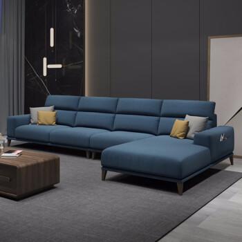 简臣（JIANCHEN）沙发布艺北欧沙发客厅现代简约轻奢沙发组合转角沙发可拆洗家具套装 宝蓝色 双扶手单人位