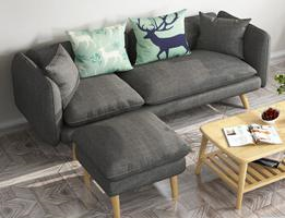 鲁菲特 沙发 布艺沙发 北欧小户型三人位沙发 日式转角组合沙发 sb13 灰色 三人位+脚踏(2.15米)