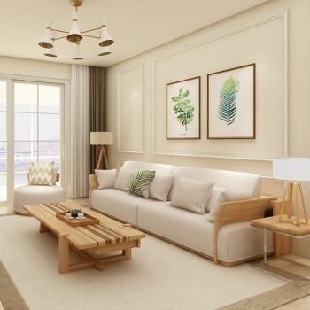 维斯拉斯  北欧实木沙发简约现代可拆洗布艺沙发韩式家具布沙发客厅双三人位沙发家具 单人圆椅900*900*600