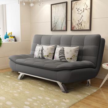 親护 沙发床折叠两用布艺多功能双人沙发小户型可拆洗 灰色棉麻 1.2m*1.5m海绵款